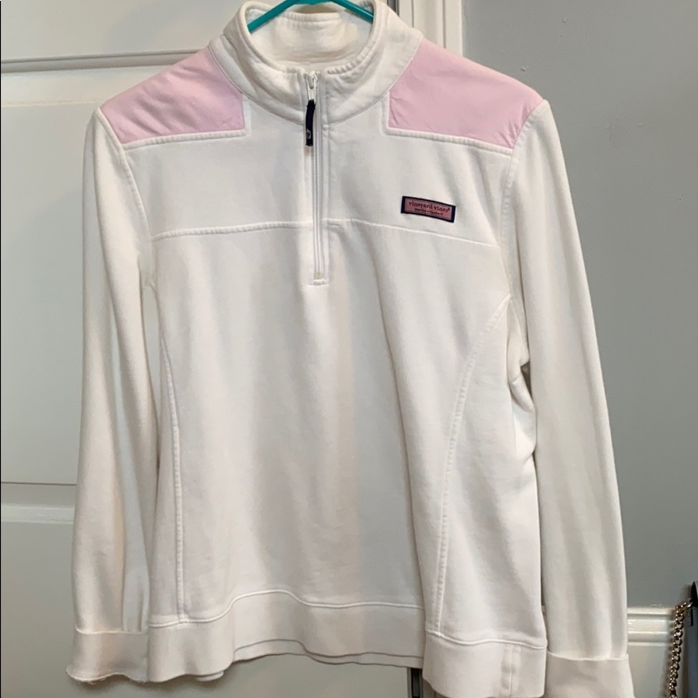 Vineyard Vines Pink and White Pullover